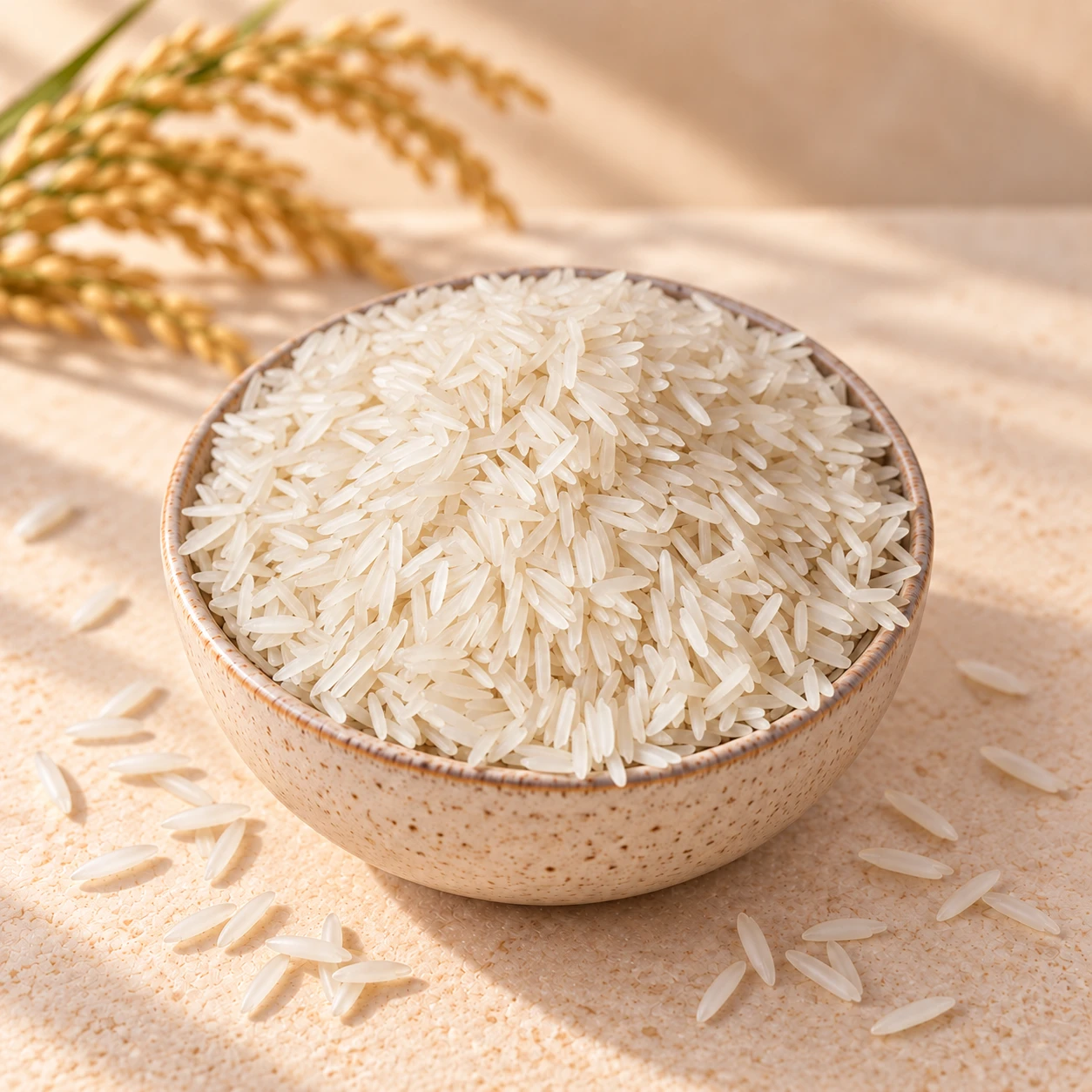 Steam Basmati rice in a ceramic bowl