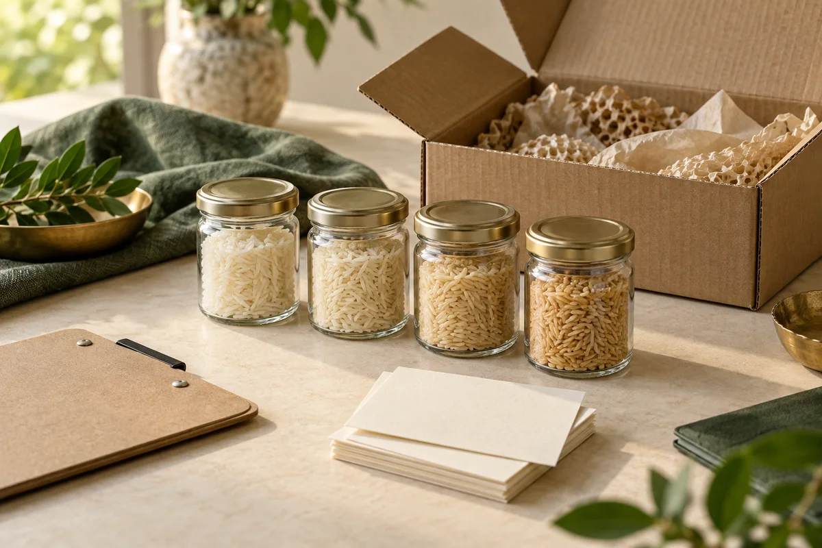 A selection of rice samples ready for a product discussion